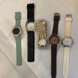 Set of Five Stylish Watches in Various Colors